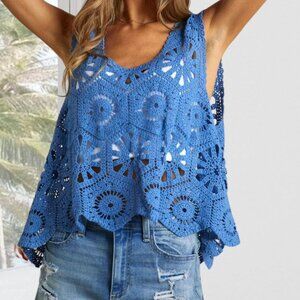 NWT Ocean Blue Crochet Tank Top